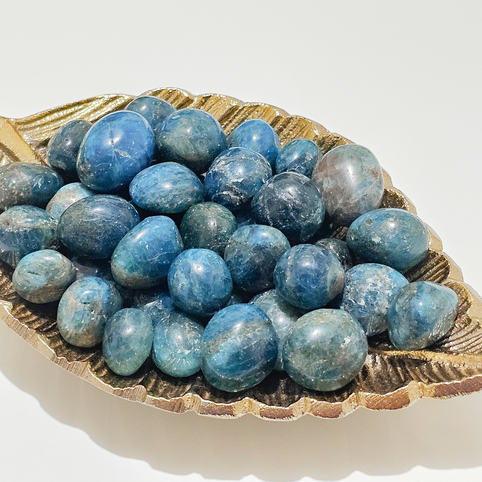 Blue Apatite tumbles