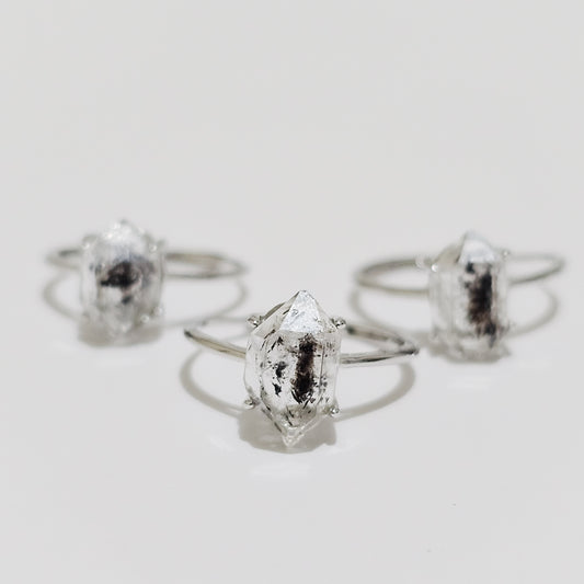 Herkimer Diamond 925 Silver Adjustable Ring