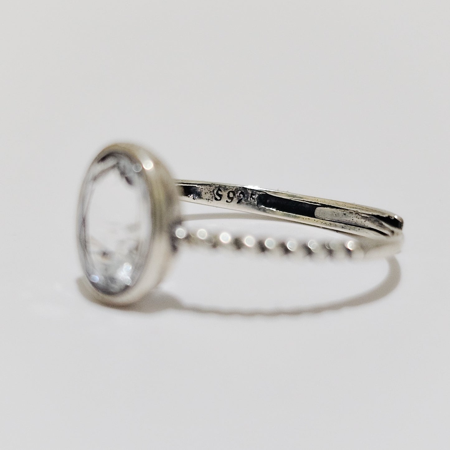 Clear Quartz 925 Silver Adjustable Ring