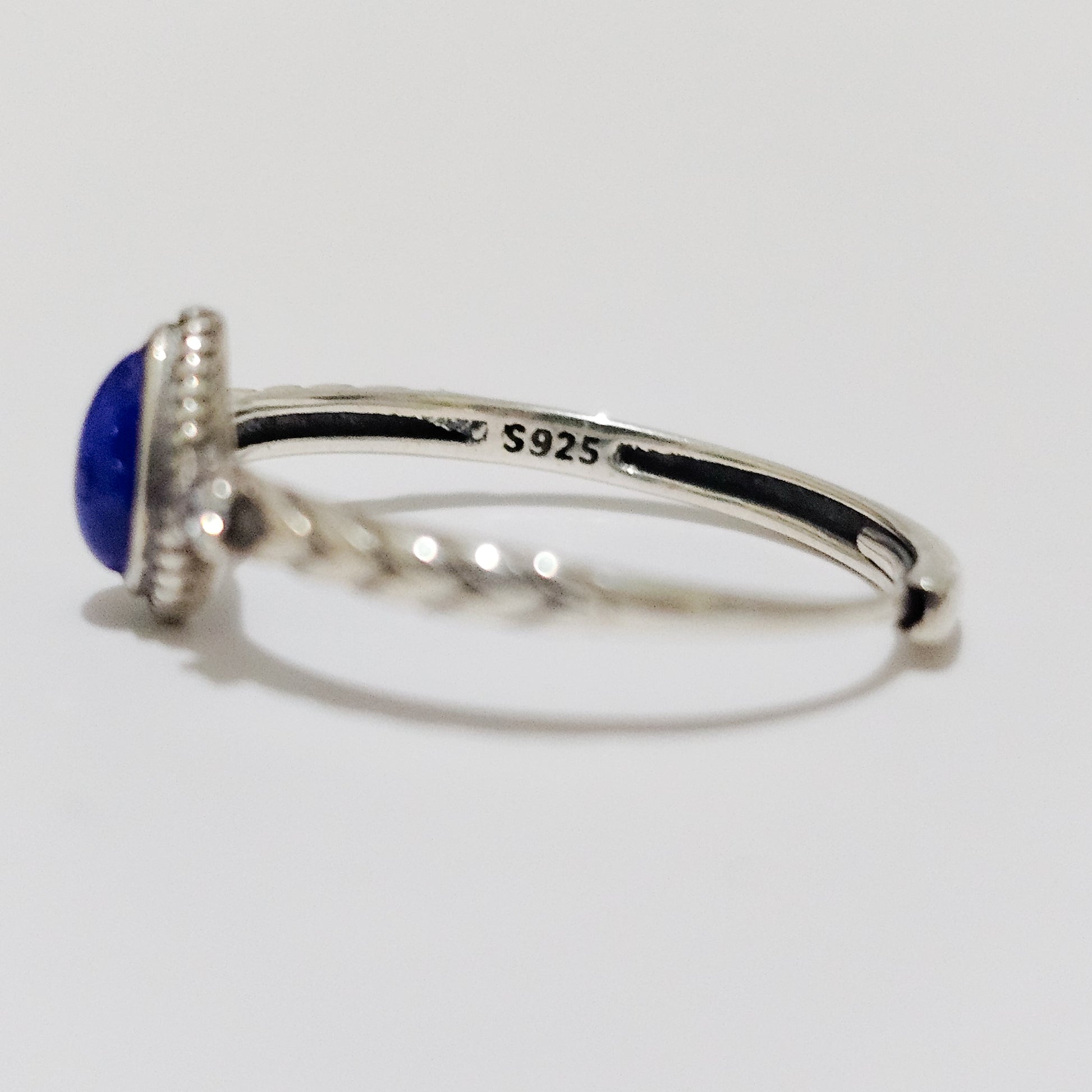 Lapis Lazuli & Zircon 925 Silver Adjustable Ring