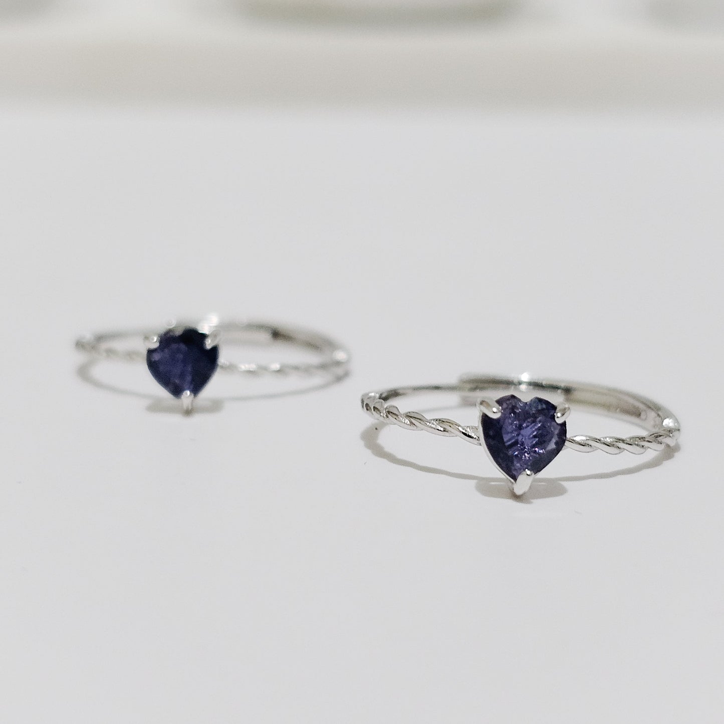 Iolite Heart 925 Silver Adjustable Ring