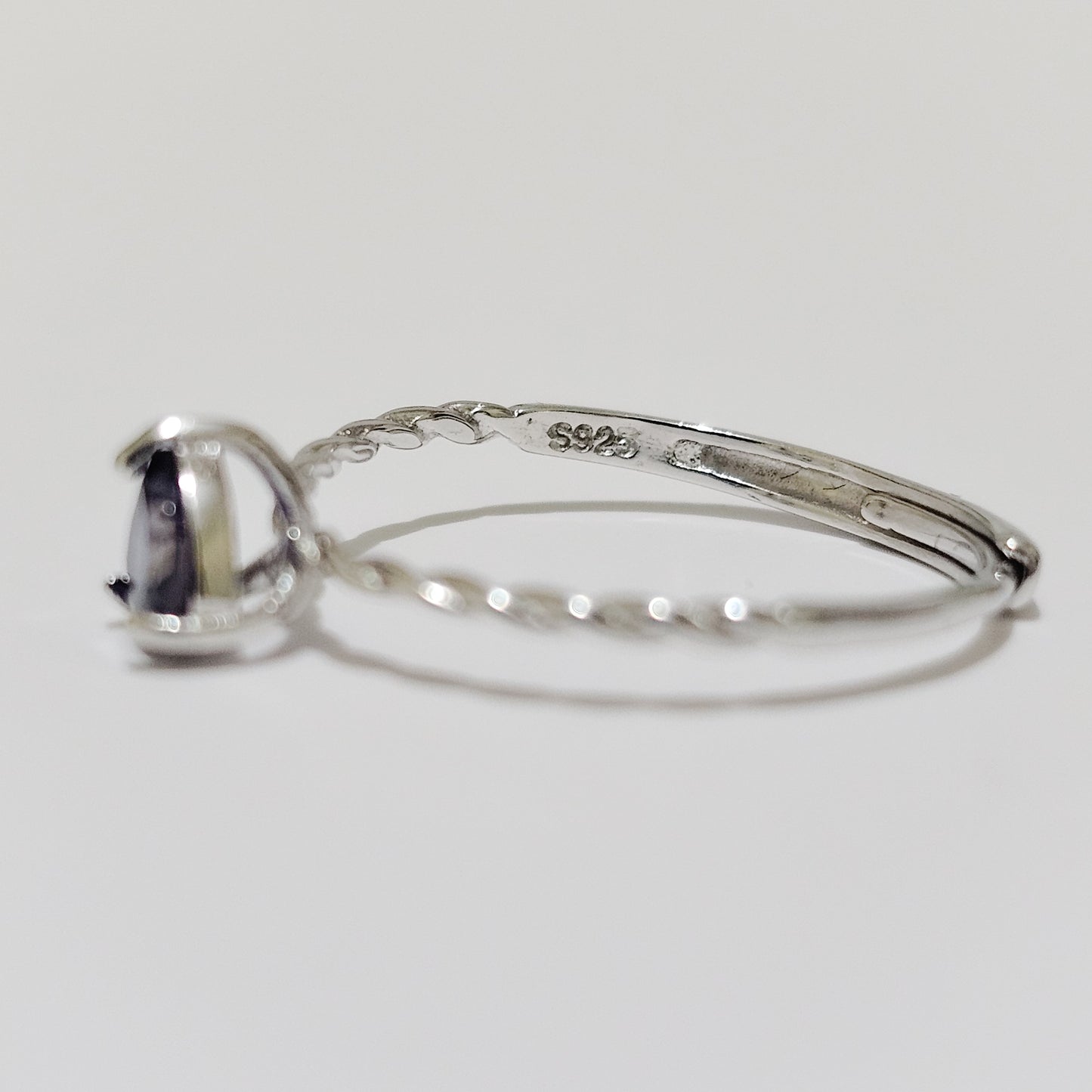 Iolite Heart 925 Silver Adjustable Ring