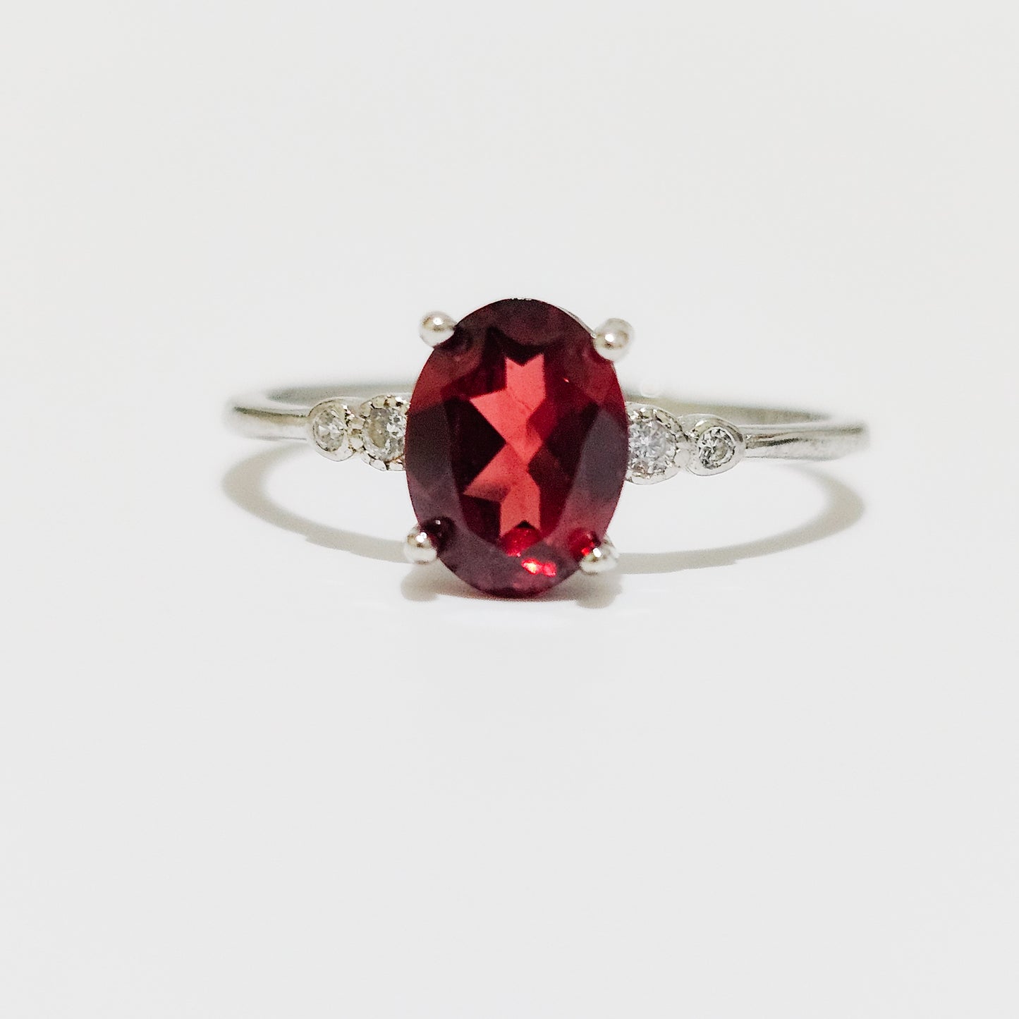 Garnet & Zircon 925 Silver Adjustable Ring