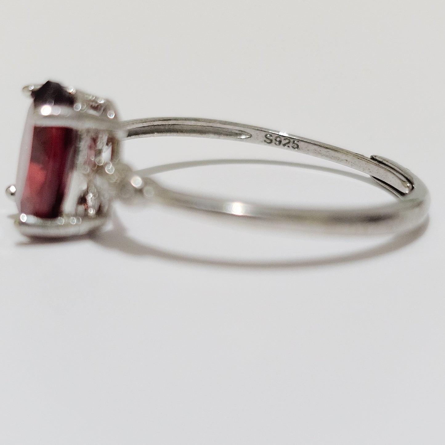 Garnet & Zircon 925 Silver Adjustable Ring