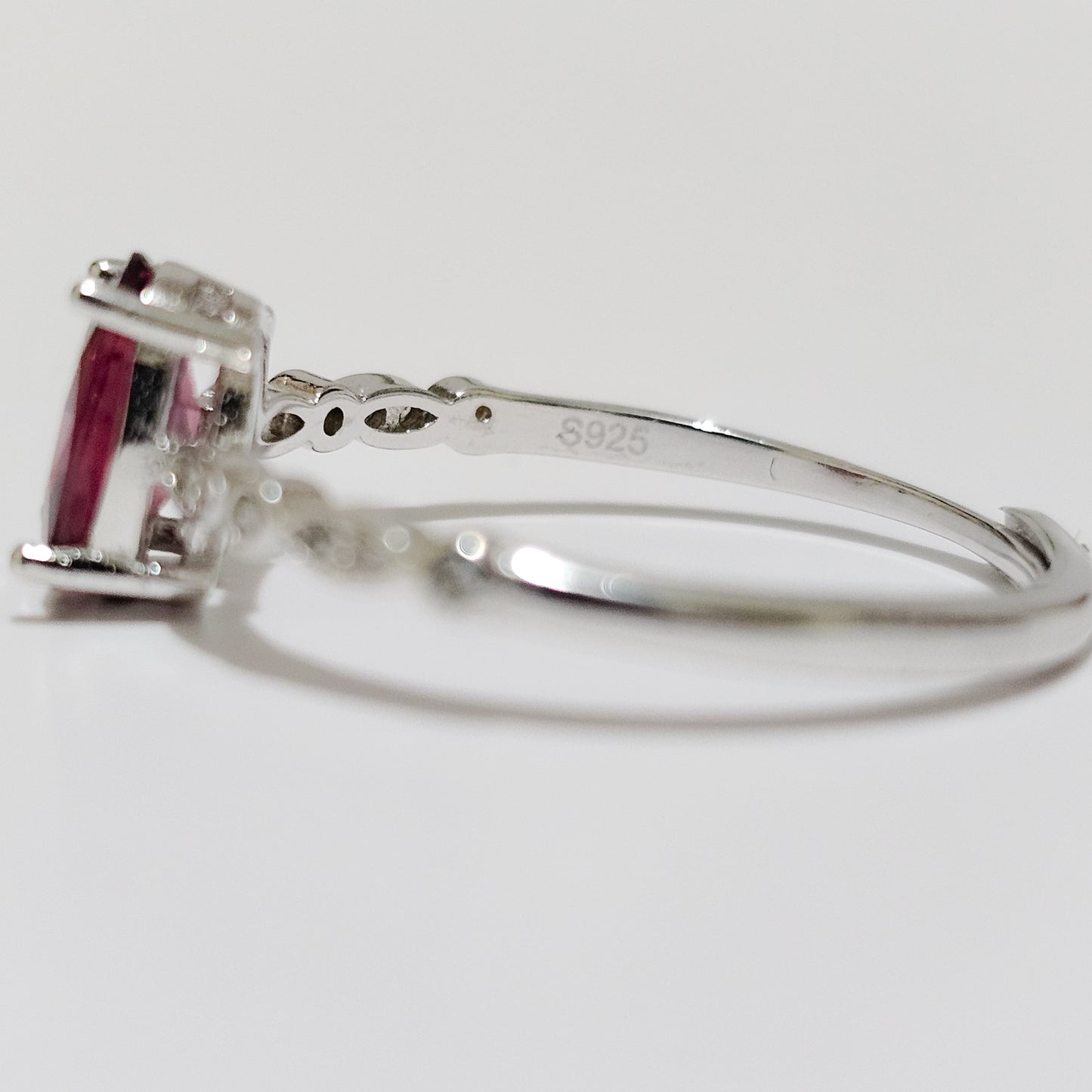 Purple Garnet & Zircon 925 Silver Adjustable Ring