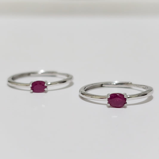 Ruby 925 Silver Adjustable Ring