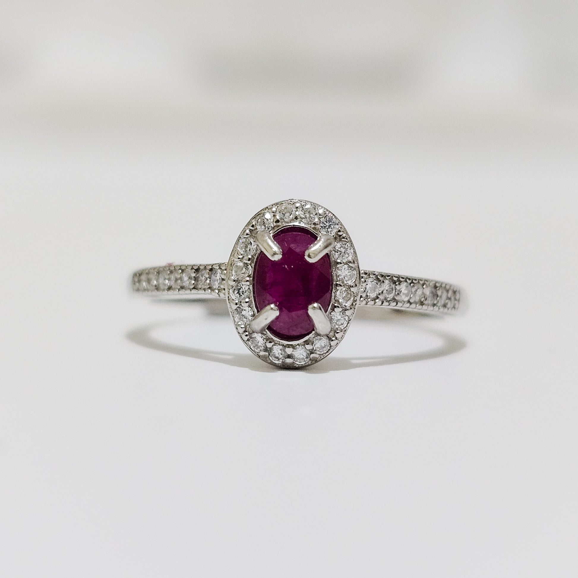 Ruby & Zircon 925 Silver Adjustable Ring