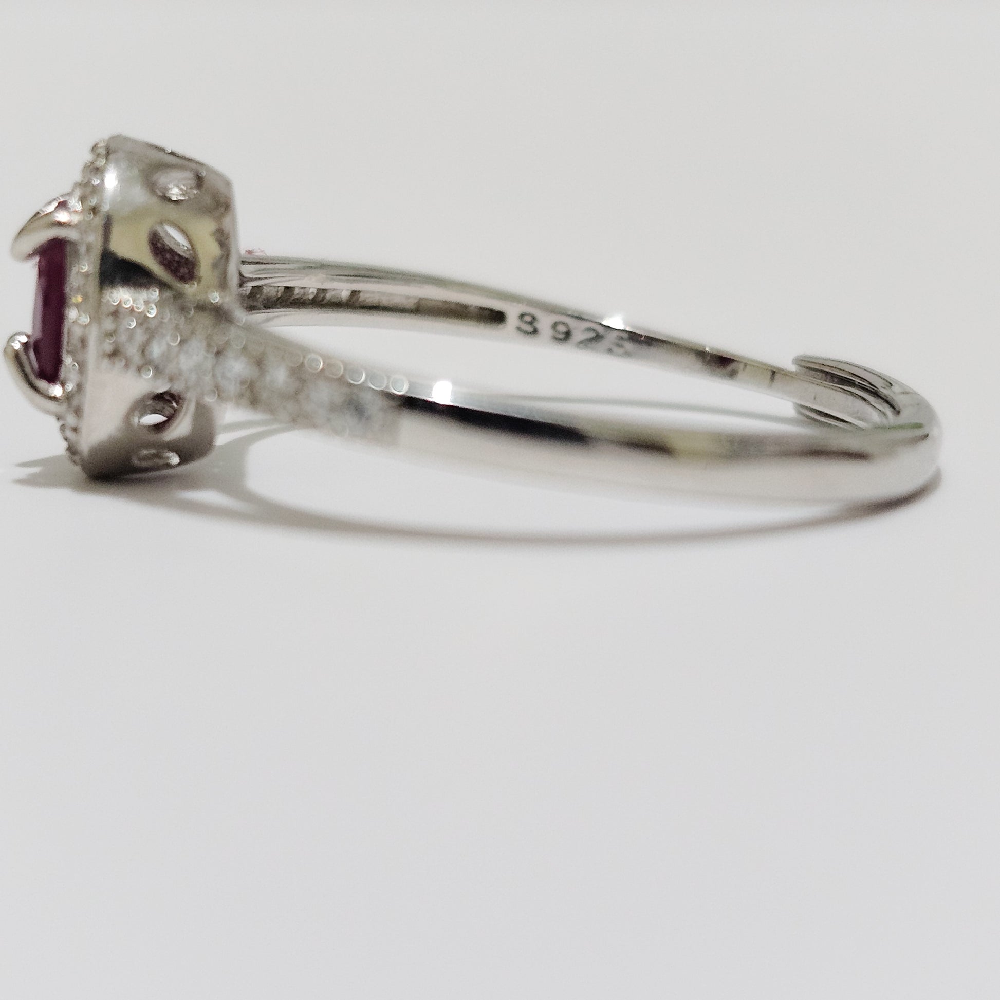 Ruby & Zircon 925 Silver Adjustable Ring