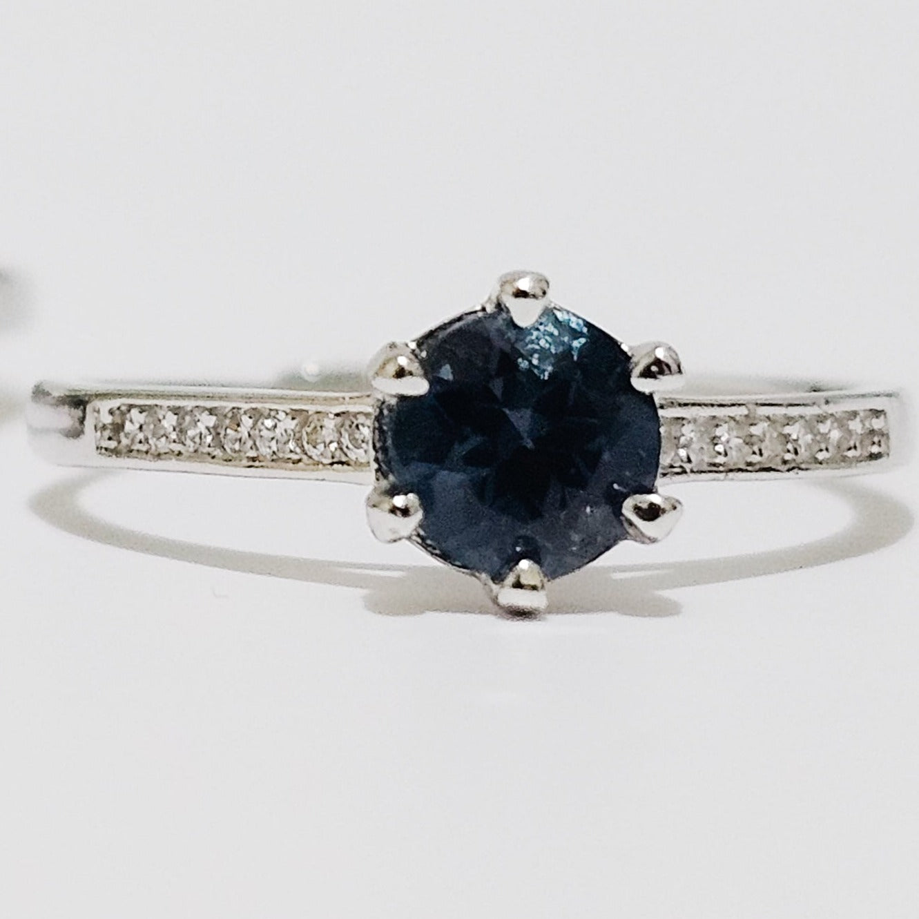 London Blue Topaz & Zircon 925 Silver Adjustable Ring