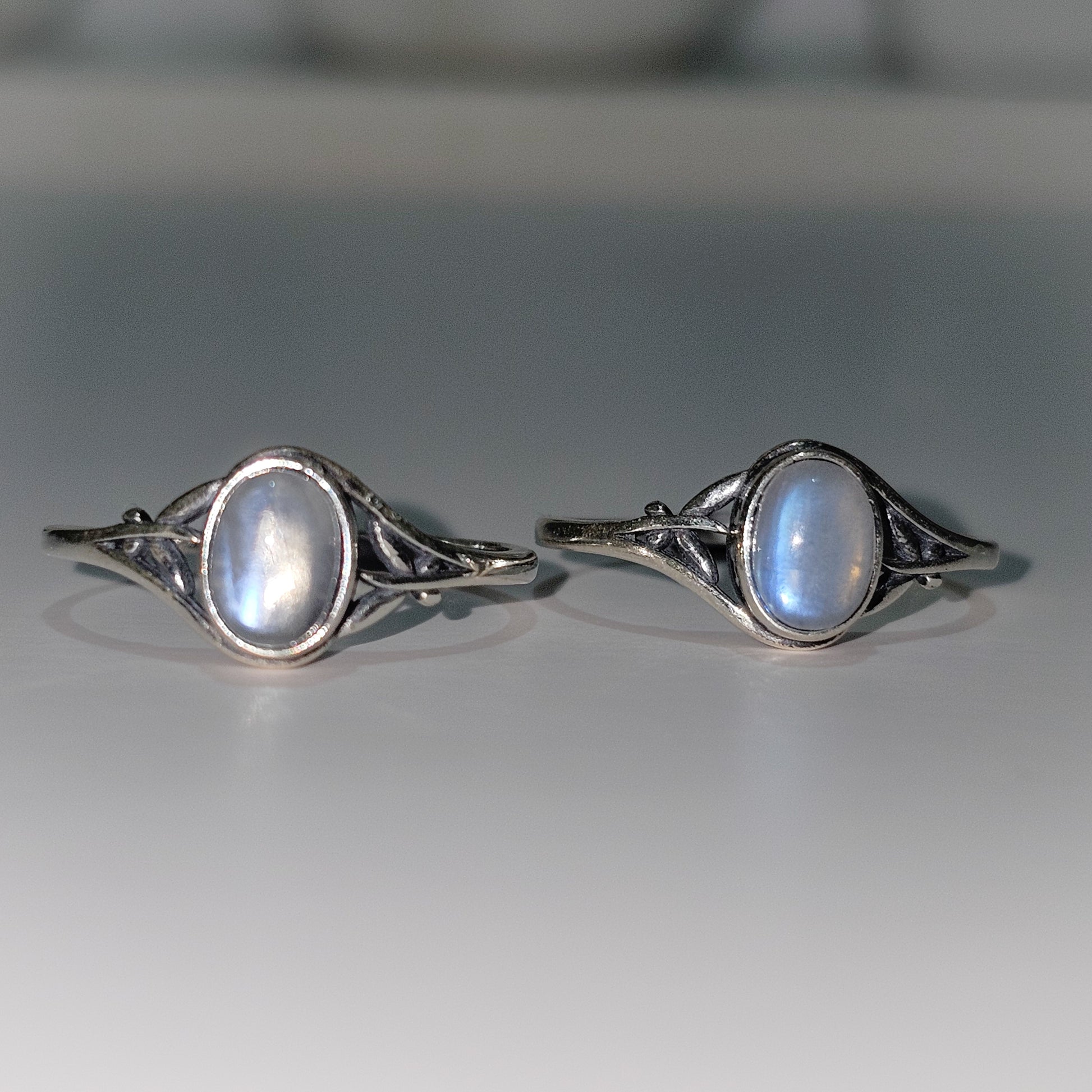 Rainbow Moonstone Boho 925 Silver Adjustable Ring