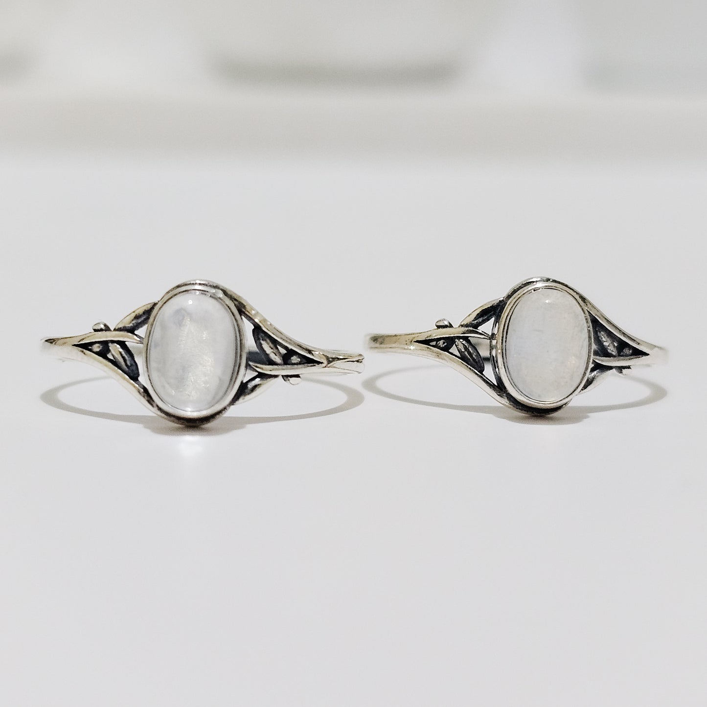 Rainbow Moonstone Boho 925 Silver Adjustable Ring