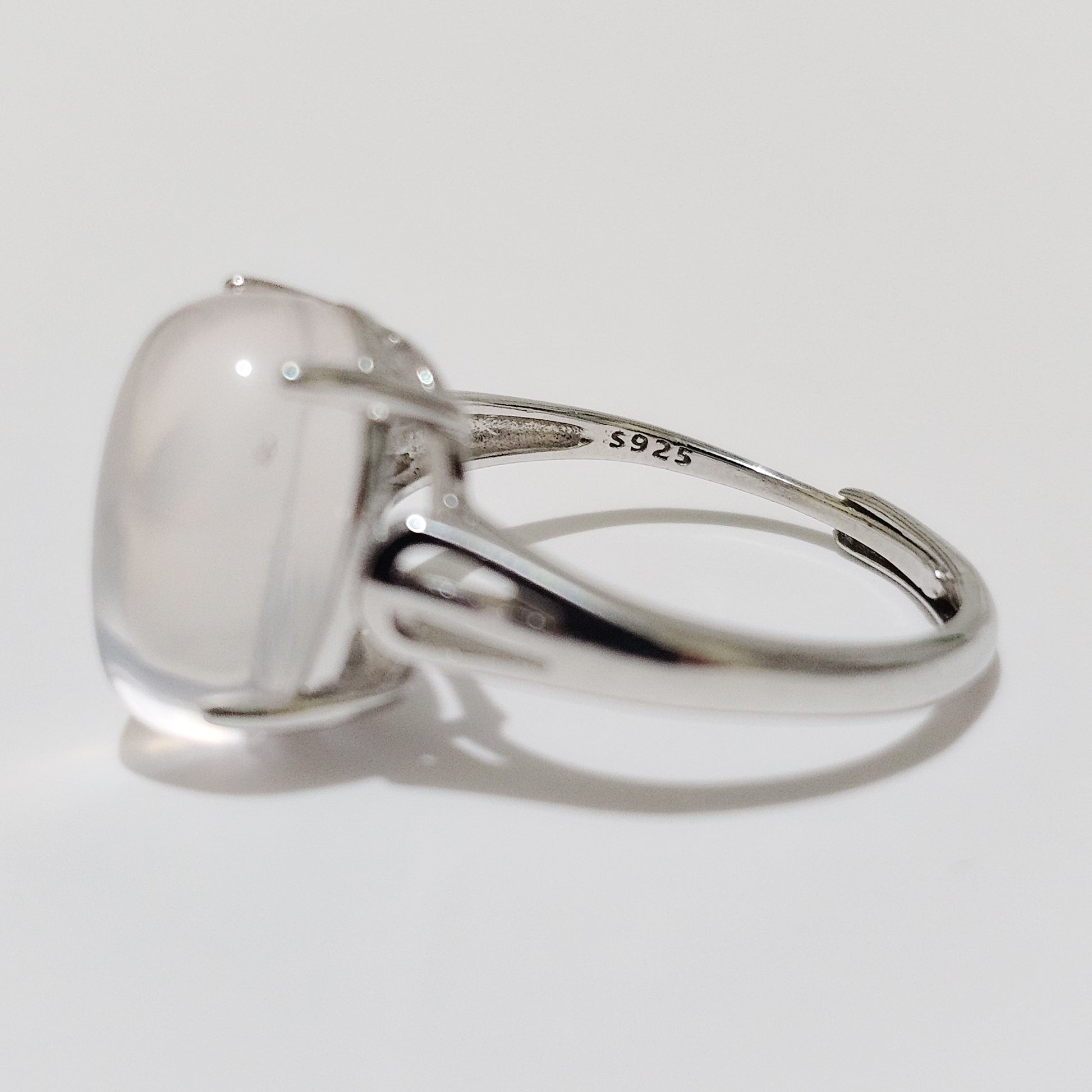 Rose Quartz 925 Silver Adjustable Ring