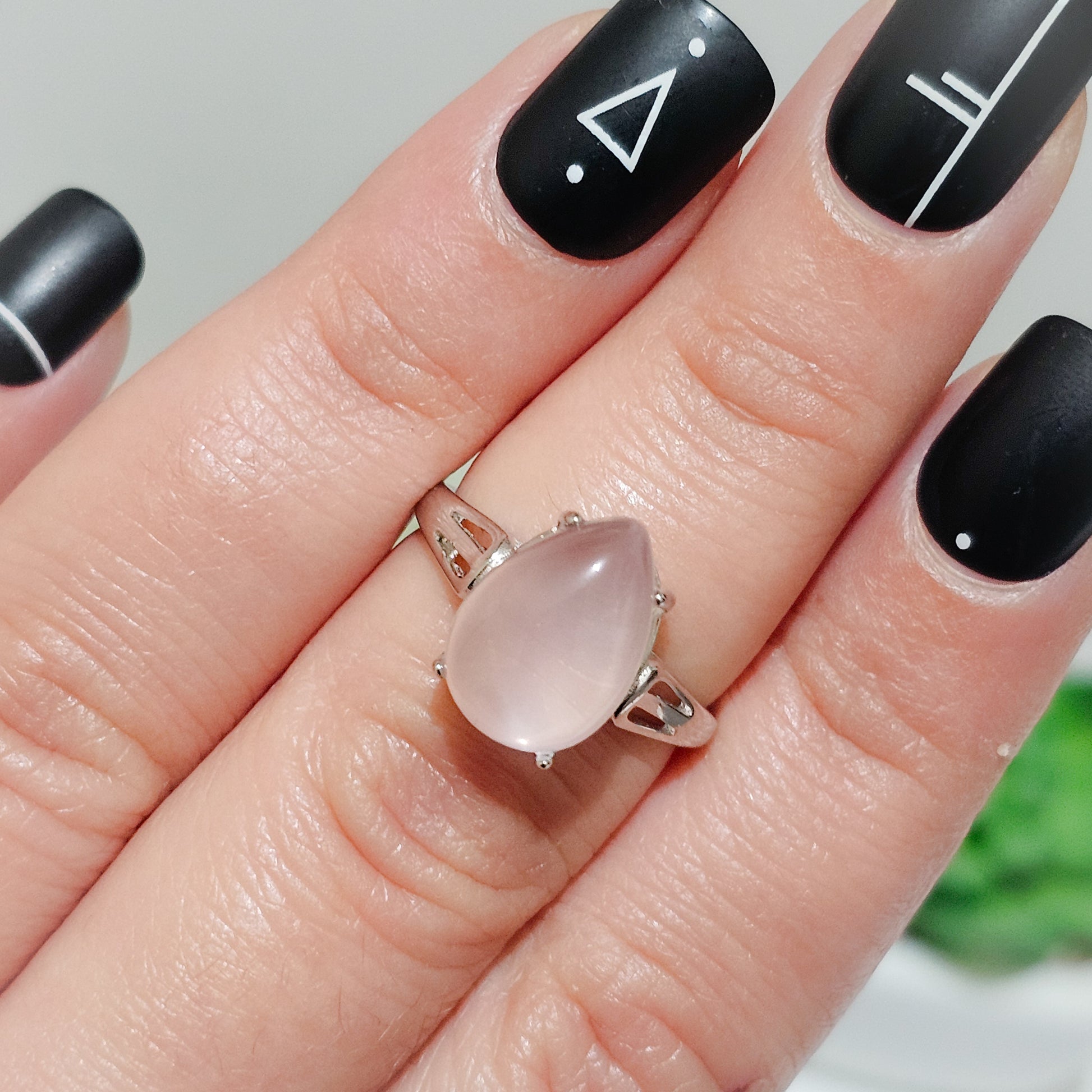 Rose Quartz 925 Silver Adjustable Ring