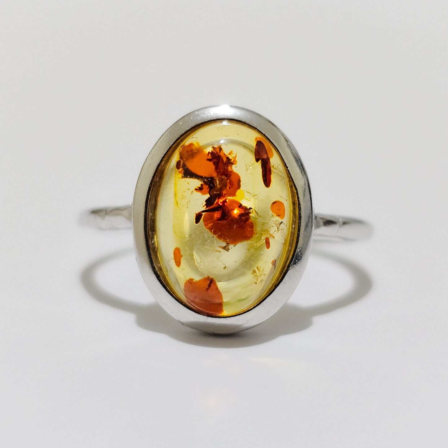 Amber Halo 925 Silver Adjustable Ring