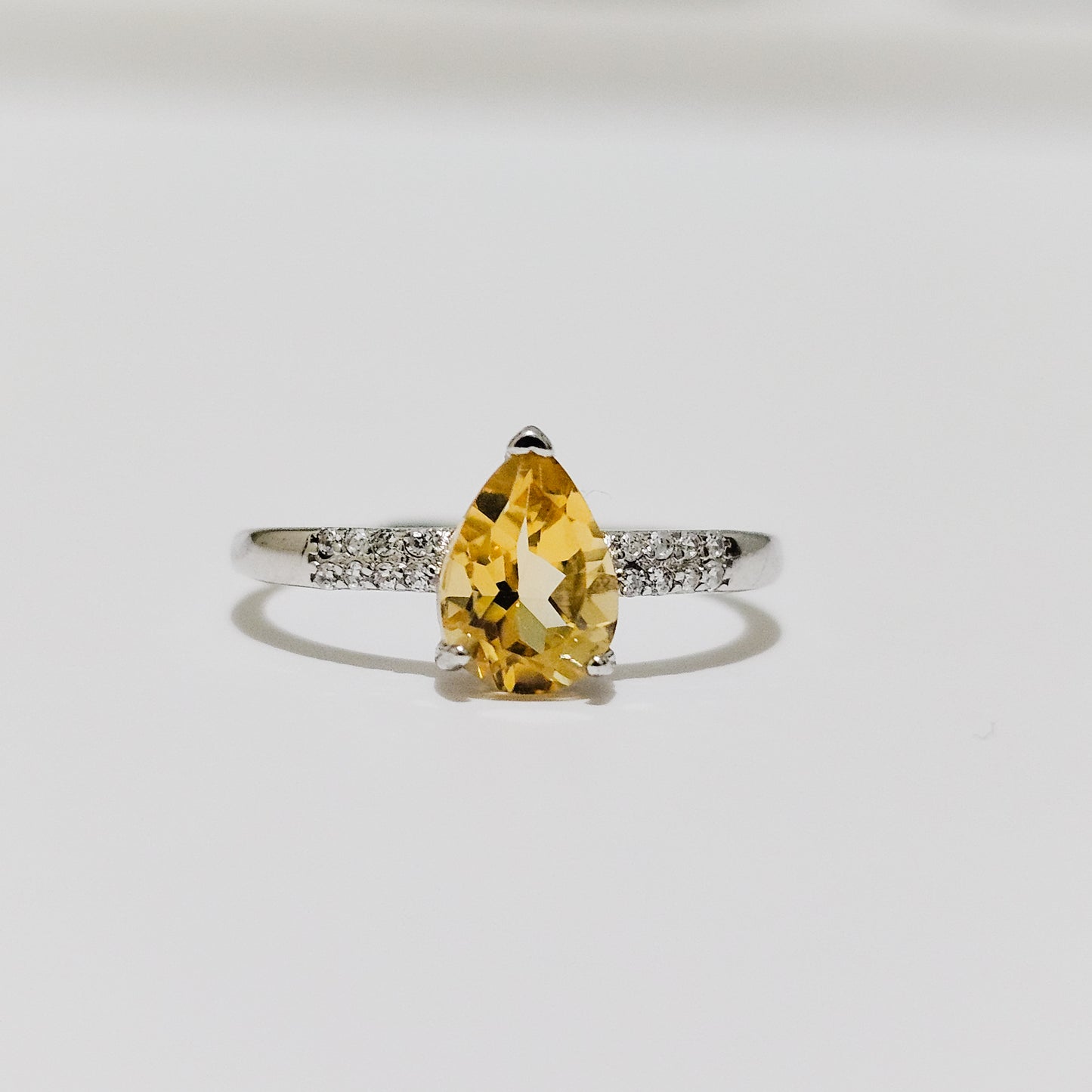 Citrine & Zircon 925 Silver Adjustable Ring