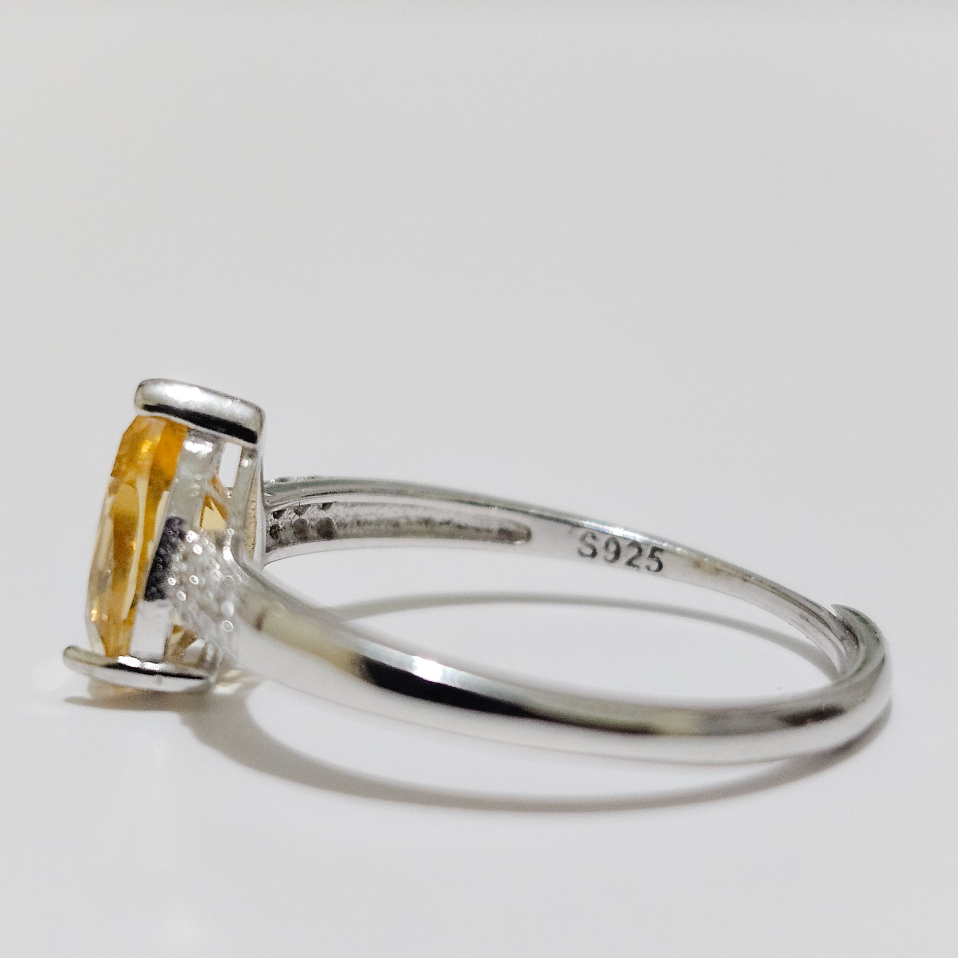 Citrine & Zircon 925 Silver Adjustable Ring