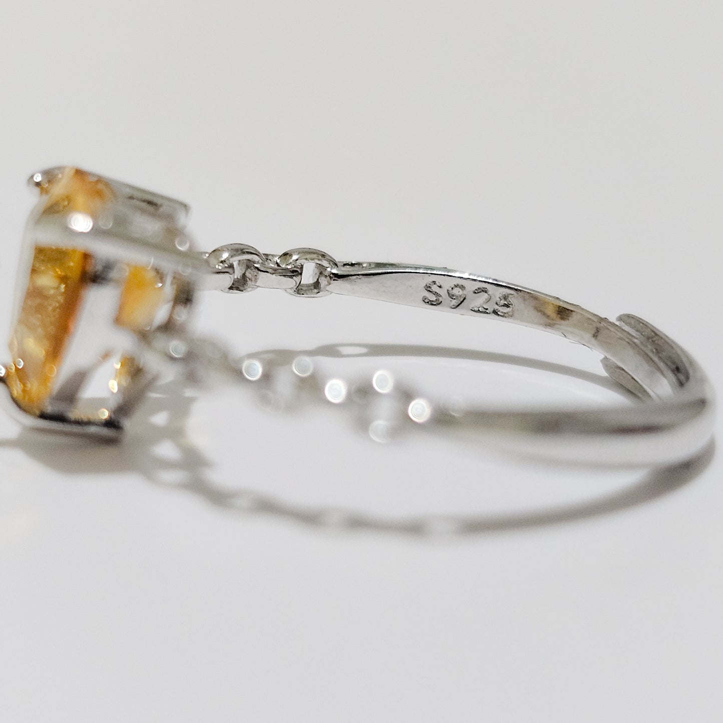 Citrine Heart 925 Silver Adjustable Ring