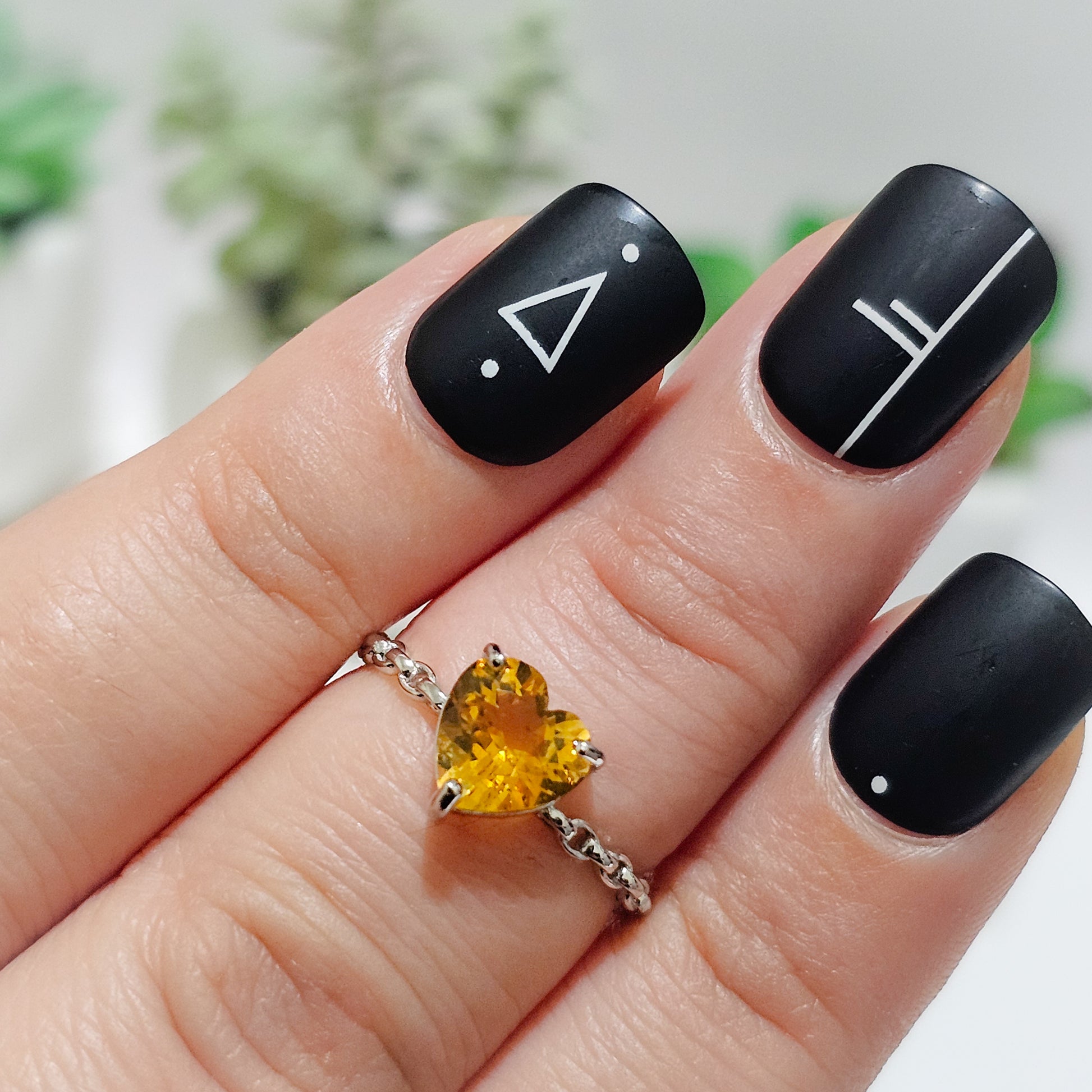 Citrine Heart 925 Silver Adjustable Ring