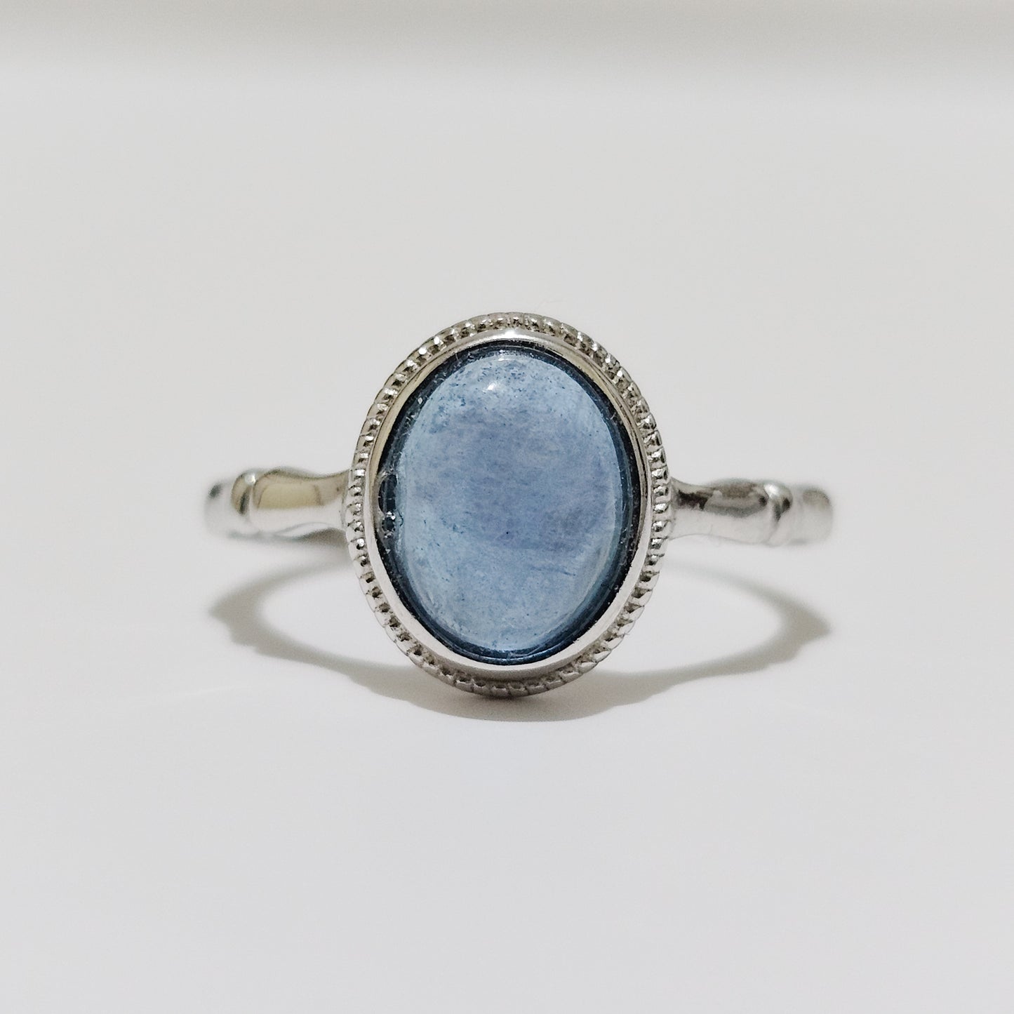 Boho Aquamarine 925 Silver Adjustable Ring