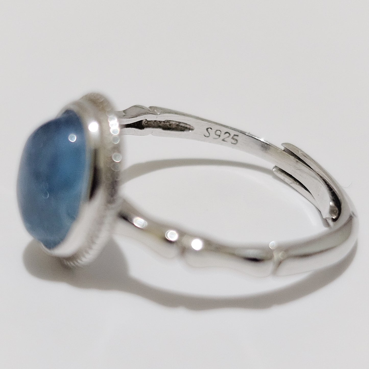 Boho Aquamarine 925 Silver Adjustable Ring