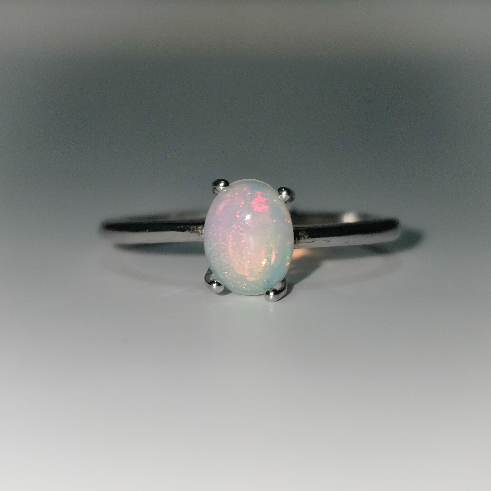 Opal 925 Silver Adjustable Ring