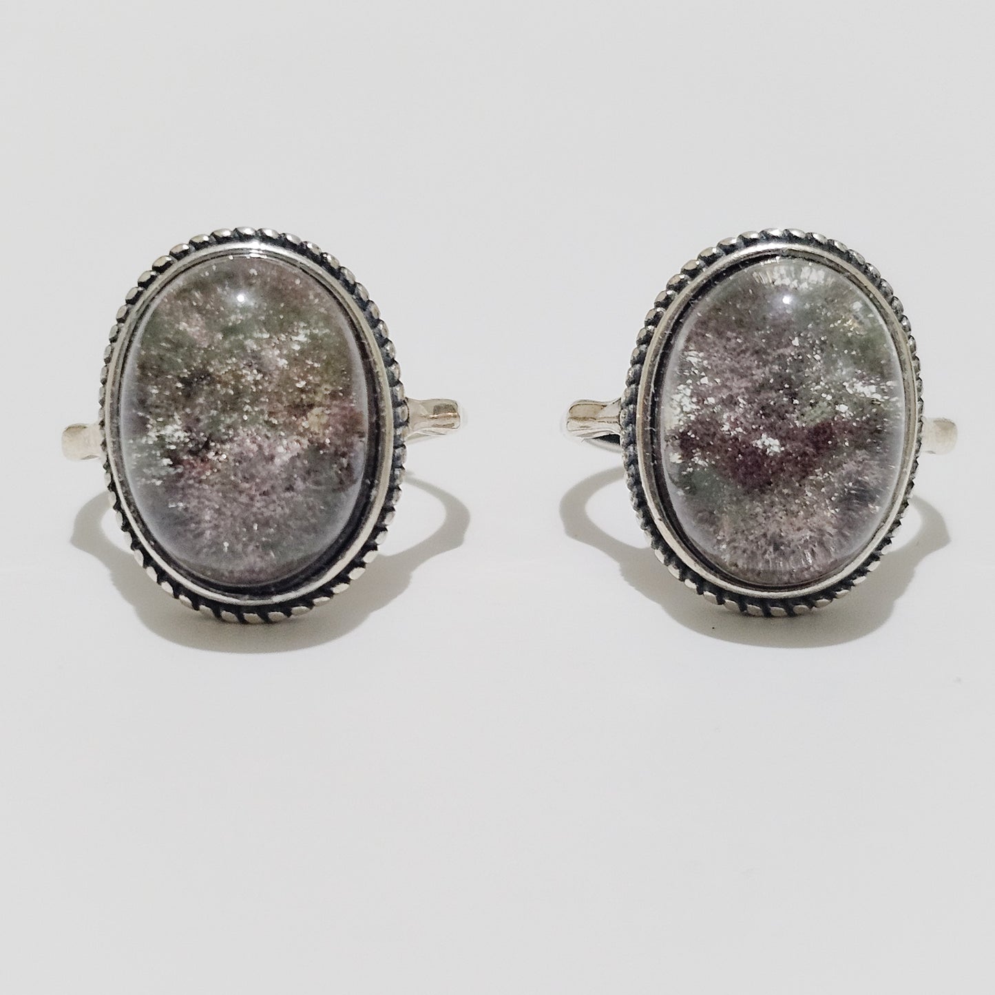 Boho Garden Quartz/Lodolite 925 Silver Adjustable Ring