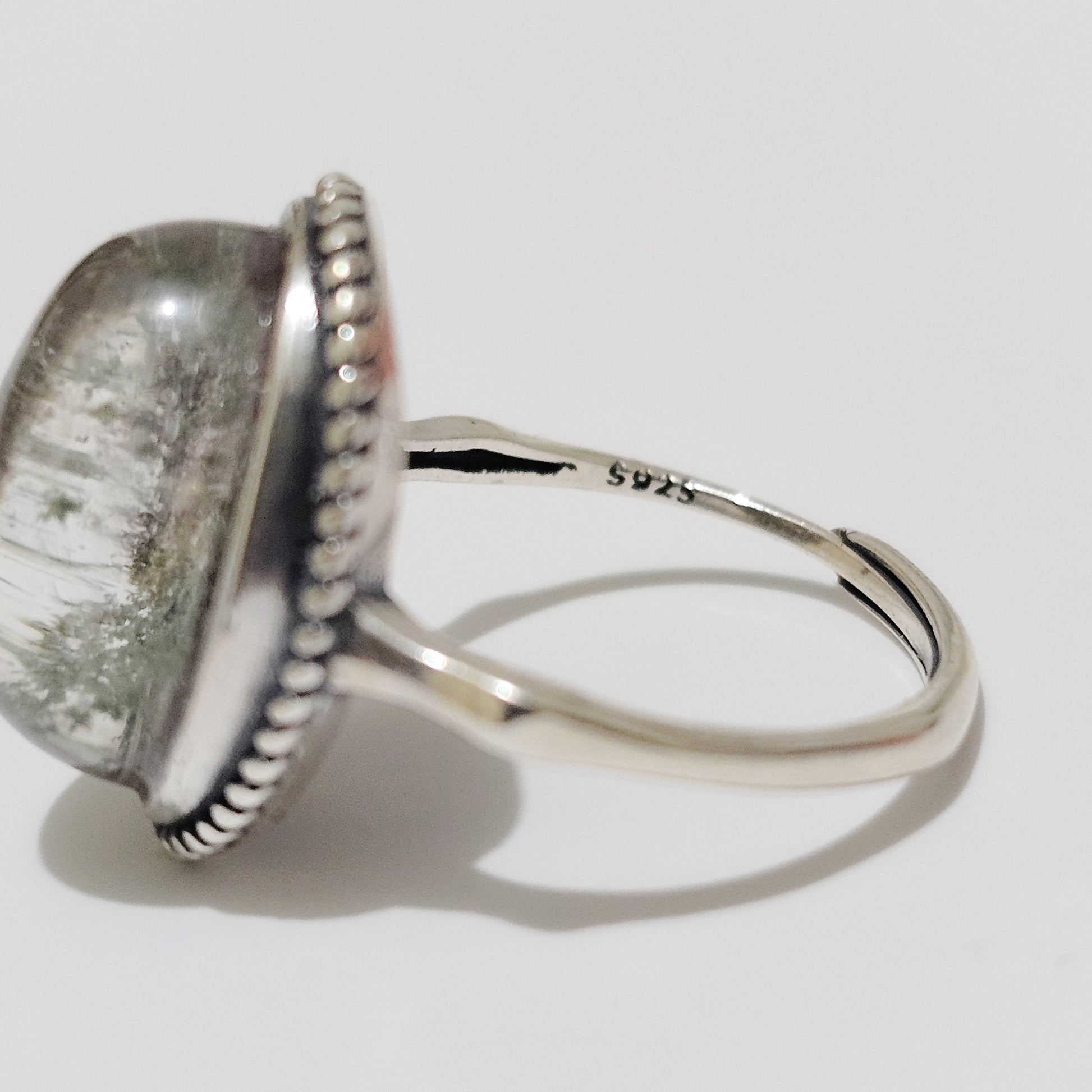 Boho Garden Quartz/Lodolite 925 Silver Adjustable Ring