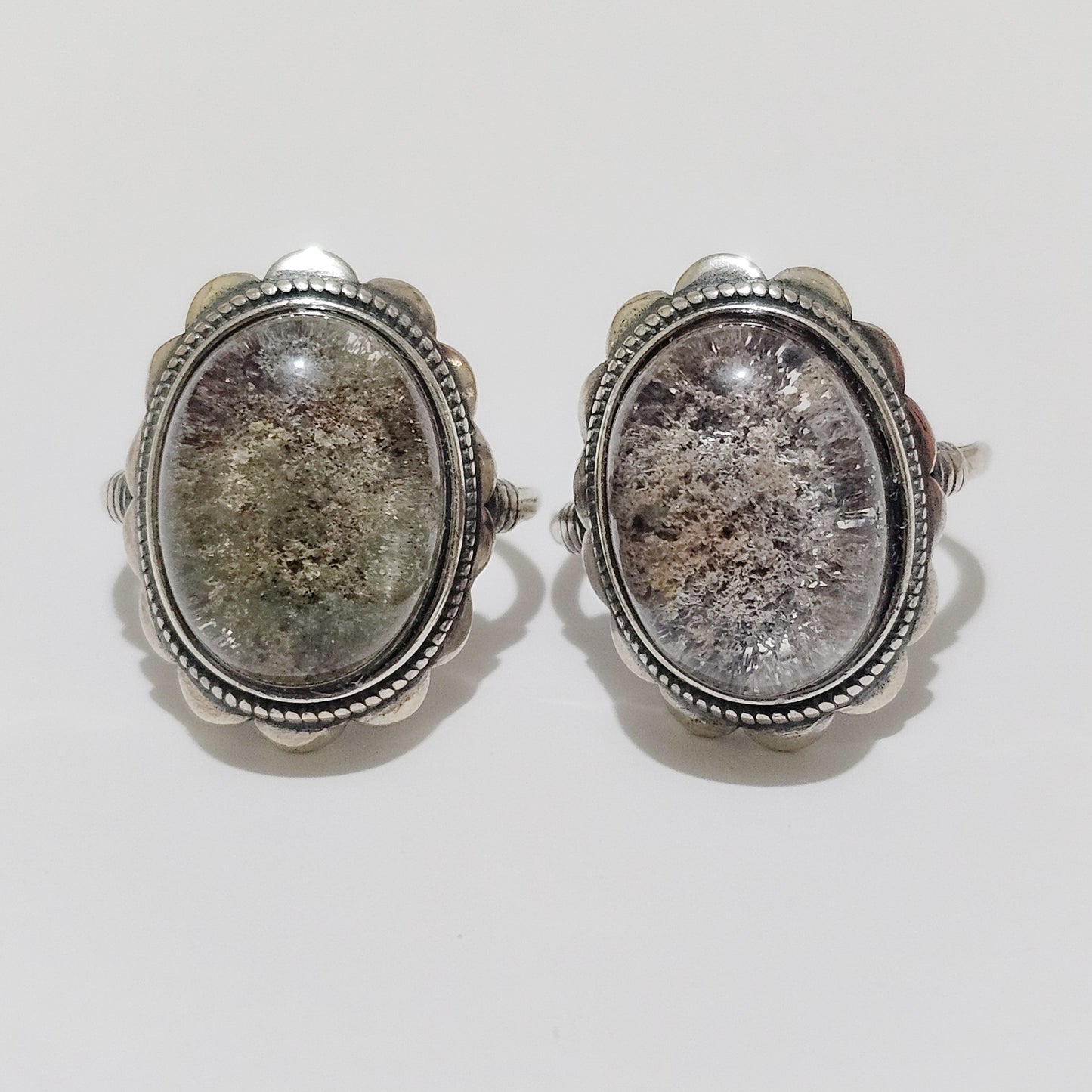 Floral Garden Quartz/Lodolite 925 Silver Adjustable Ring