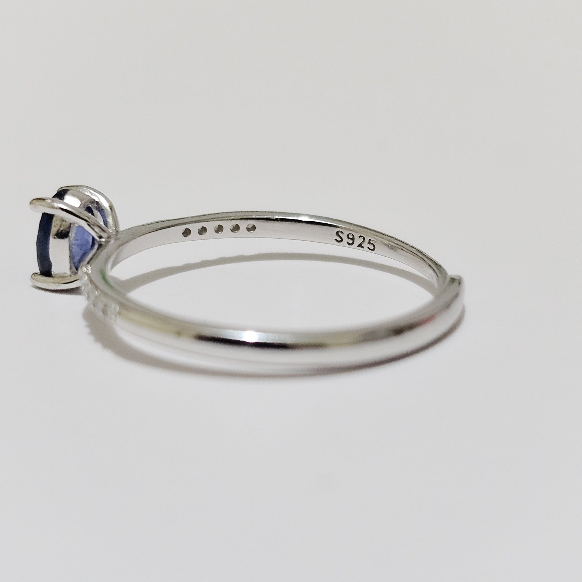 Sapphire & Zircon 925 Silver Adjustable Ring