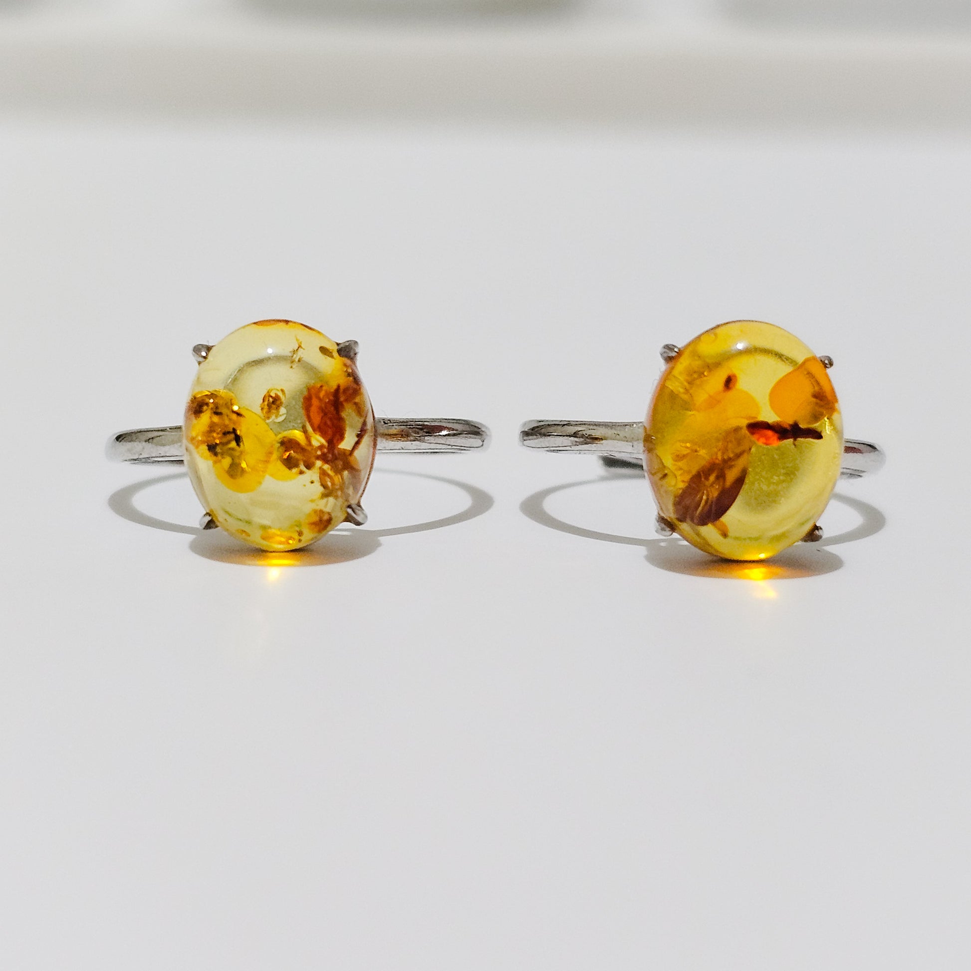 Amber 925 Silver Adjustable Ring