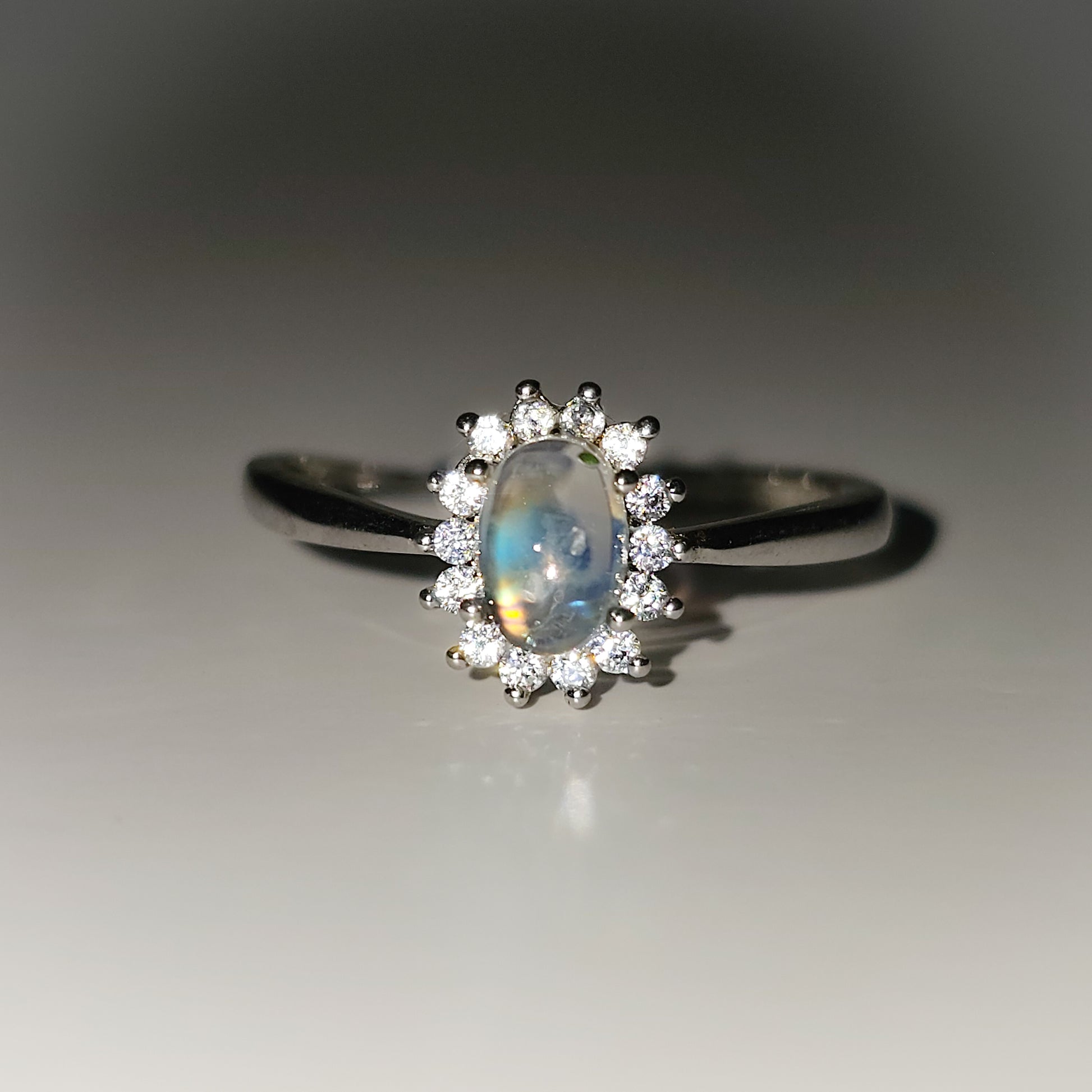 Rainbow Moonstone 925 Silver Adjustable Ring