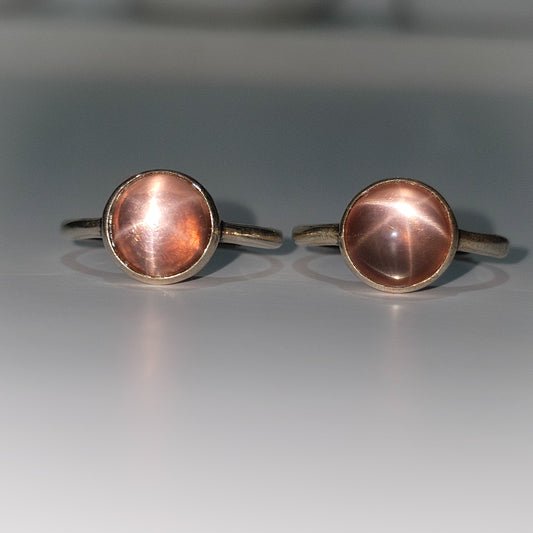 Rose Quartz with Asterism 925 Silver Adjustable Ring