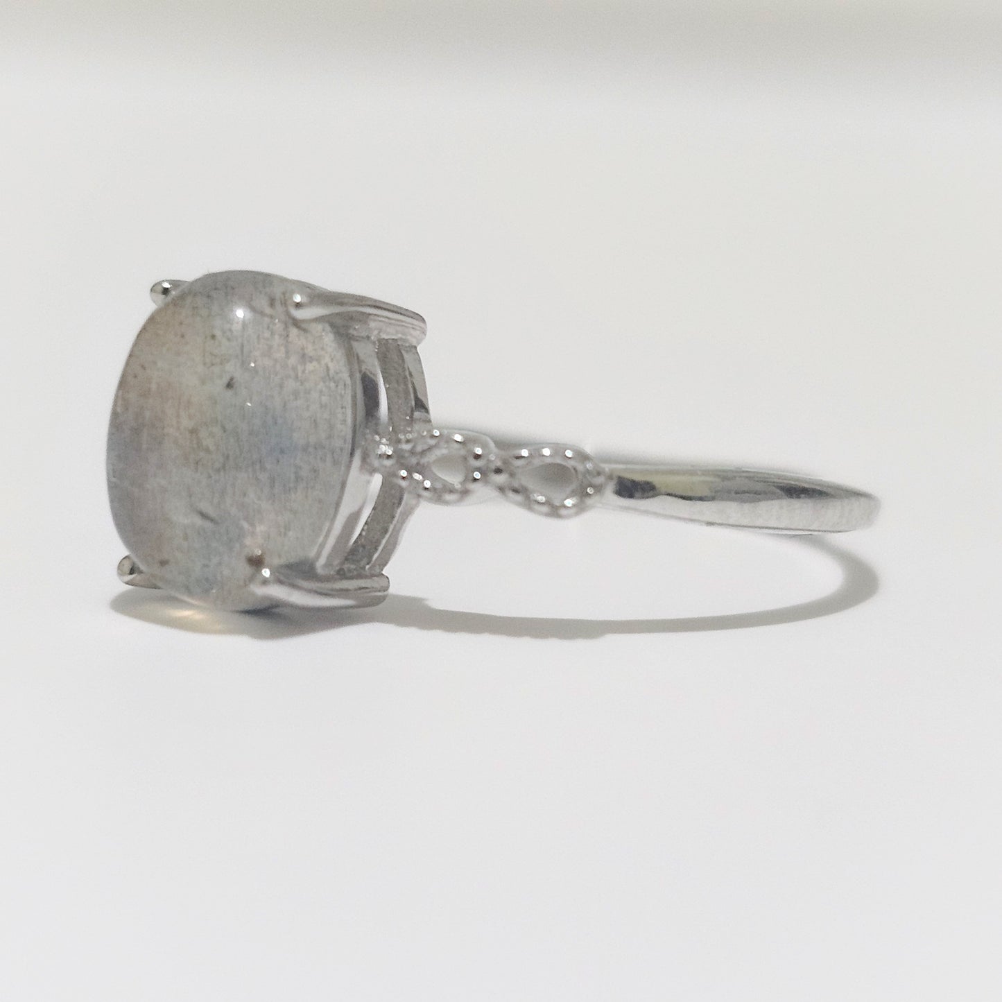 Labradorite Infinity 925 Silver Adjustable Ring