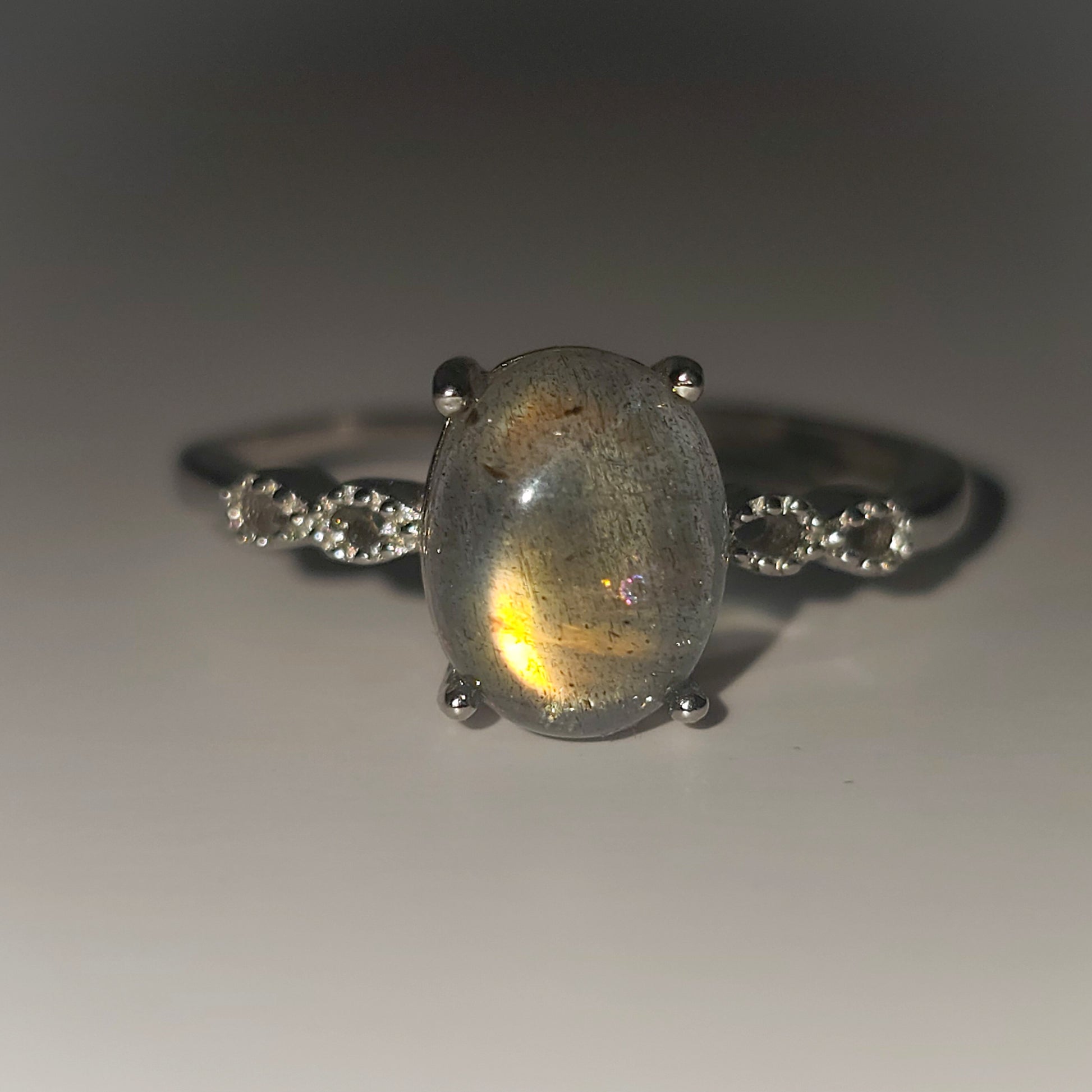 Labradorite Infinity 925 Silver Adjustable Ring