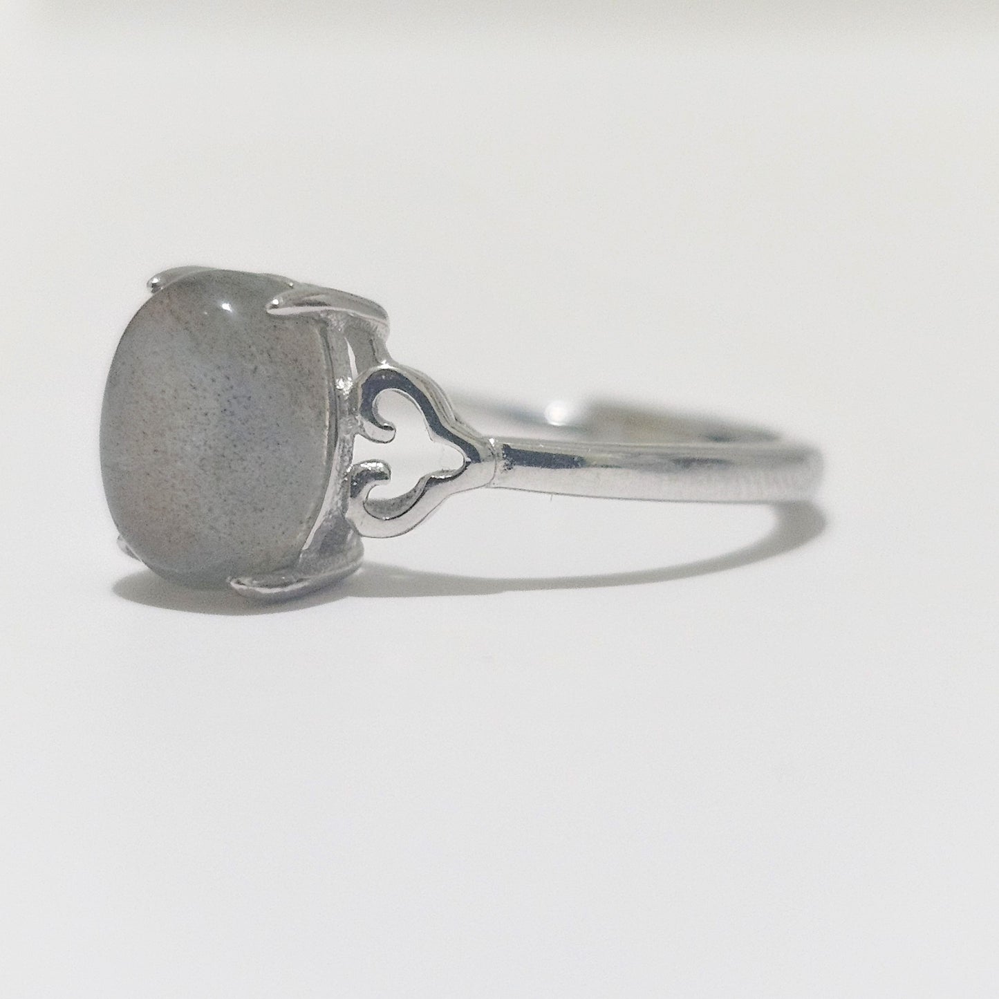 Labradorite Hearts 925 Silver Adjustable Ring