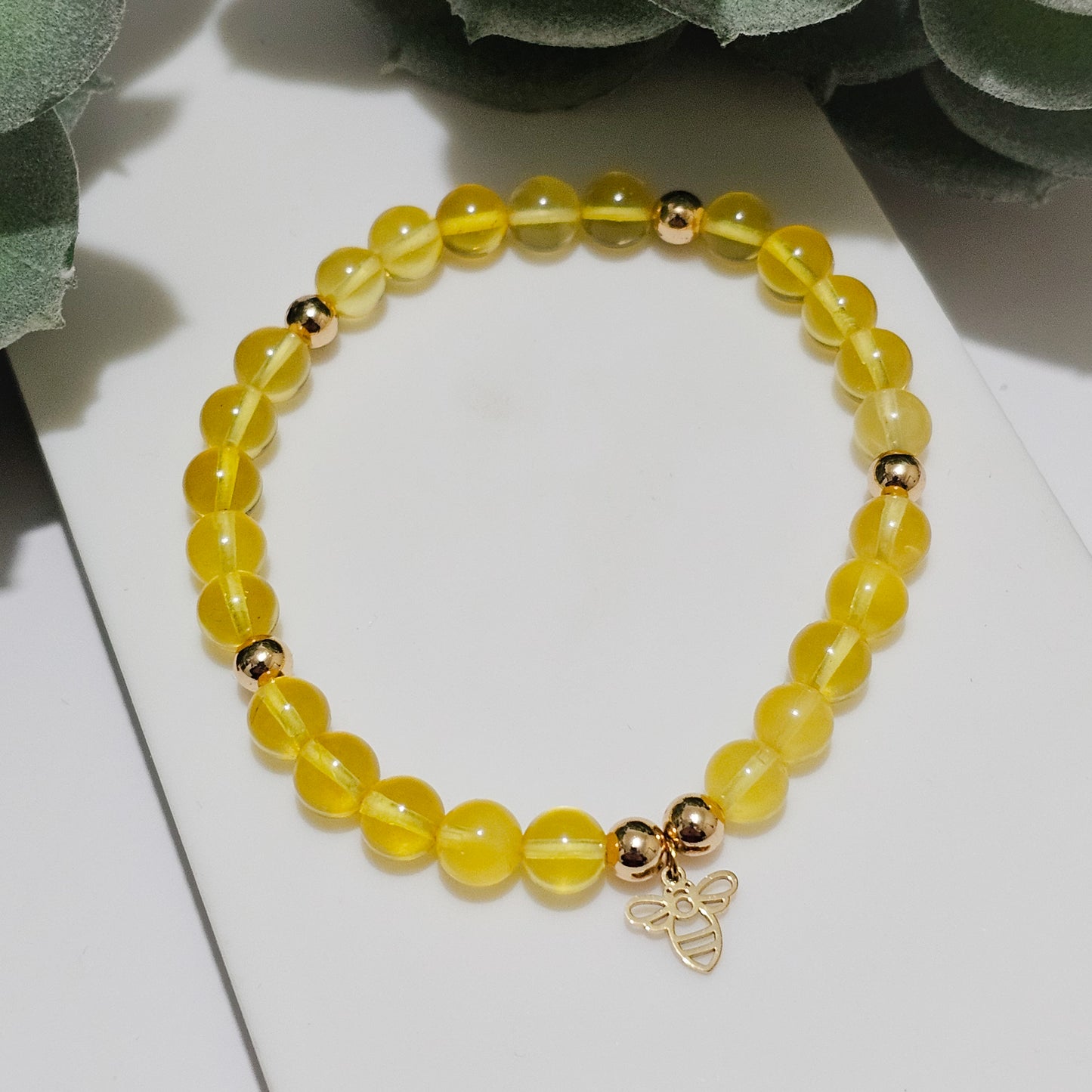 Natural Amber Gold Bee Bracelet