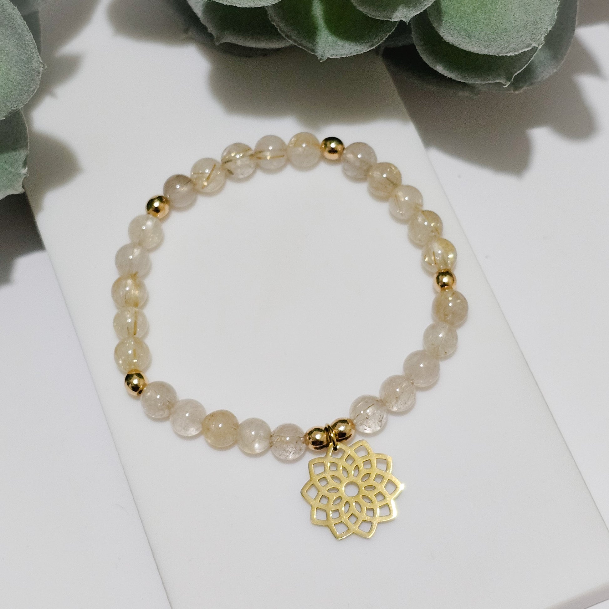 Gold Rutile Seed of Life Bracelet