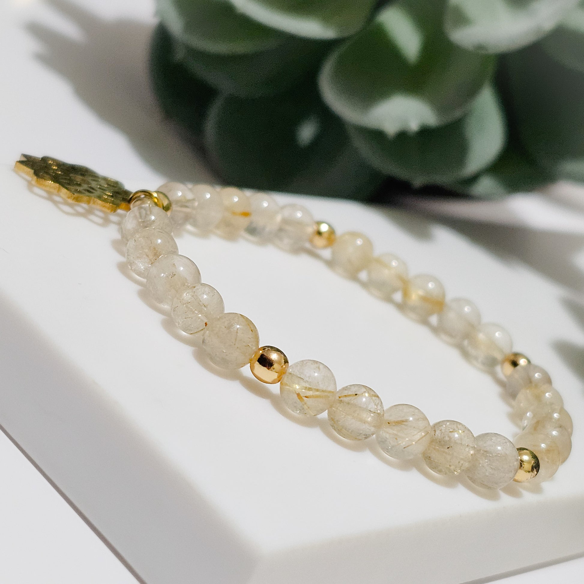 Gold Rutile Seed of Life Bracelet