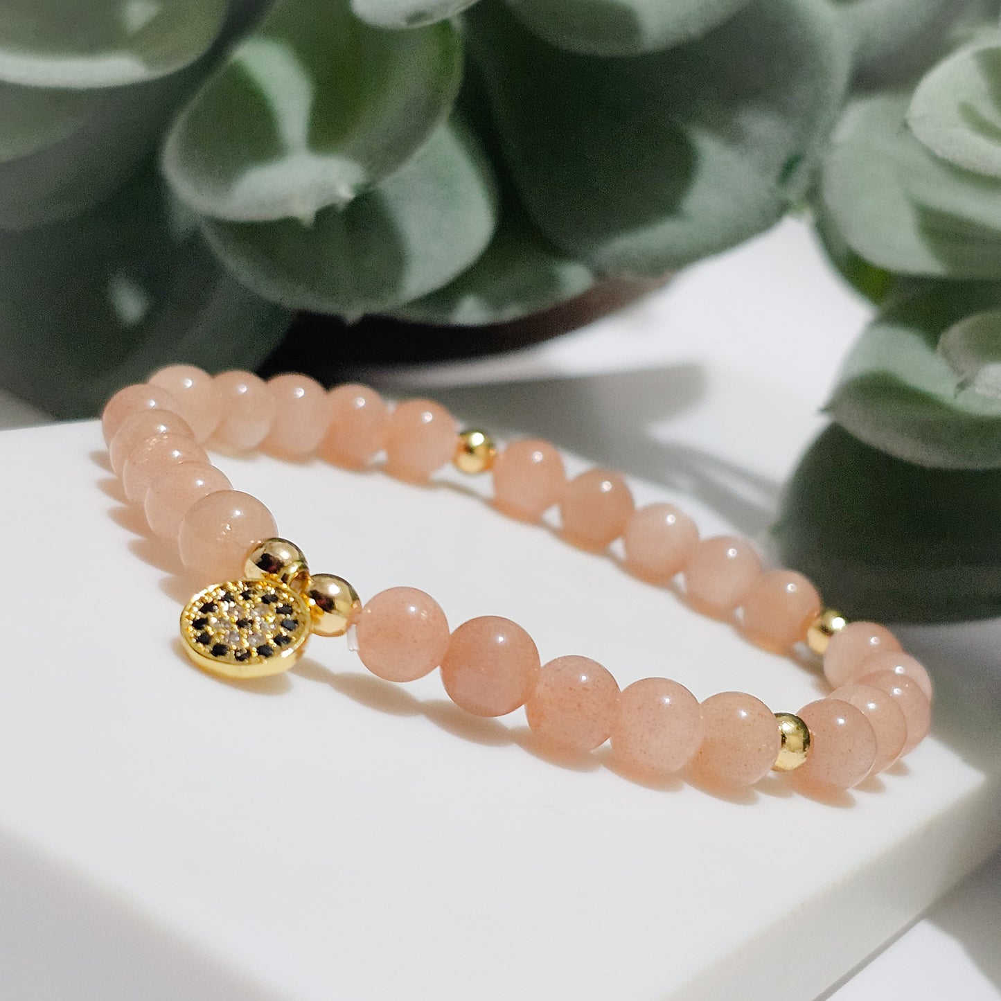 6mm AA Grade Sunstone Bracelet | Gold or Silver