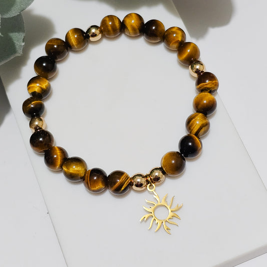 A Grade Tigers Eye Gold Sun Bracelet