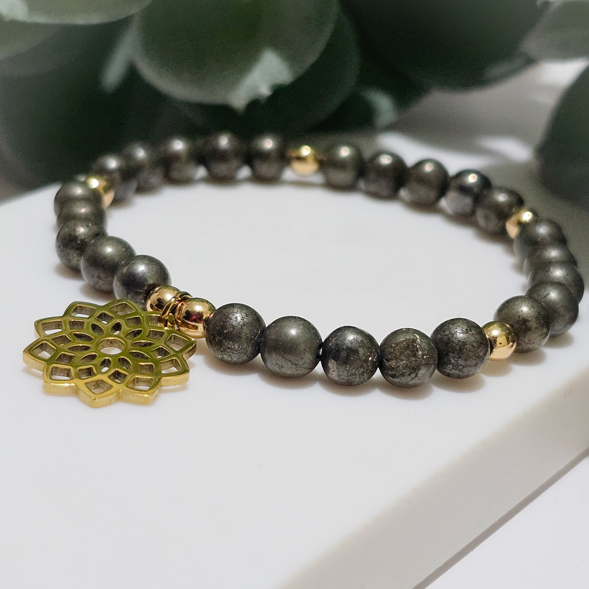 Pyrite Gold Seed of Life Bracelet