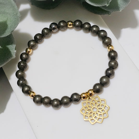 Pyrite Gold Seed of Life Bracelet