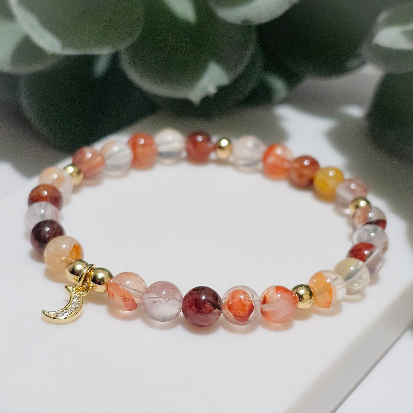 6mm A Grade Fire Quartz Bracelet | Gold or Silver