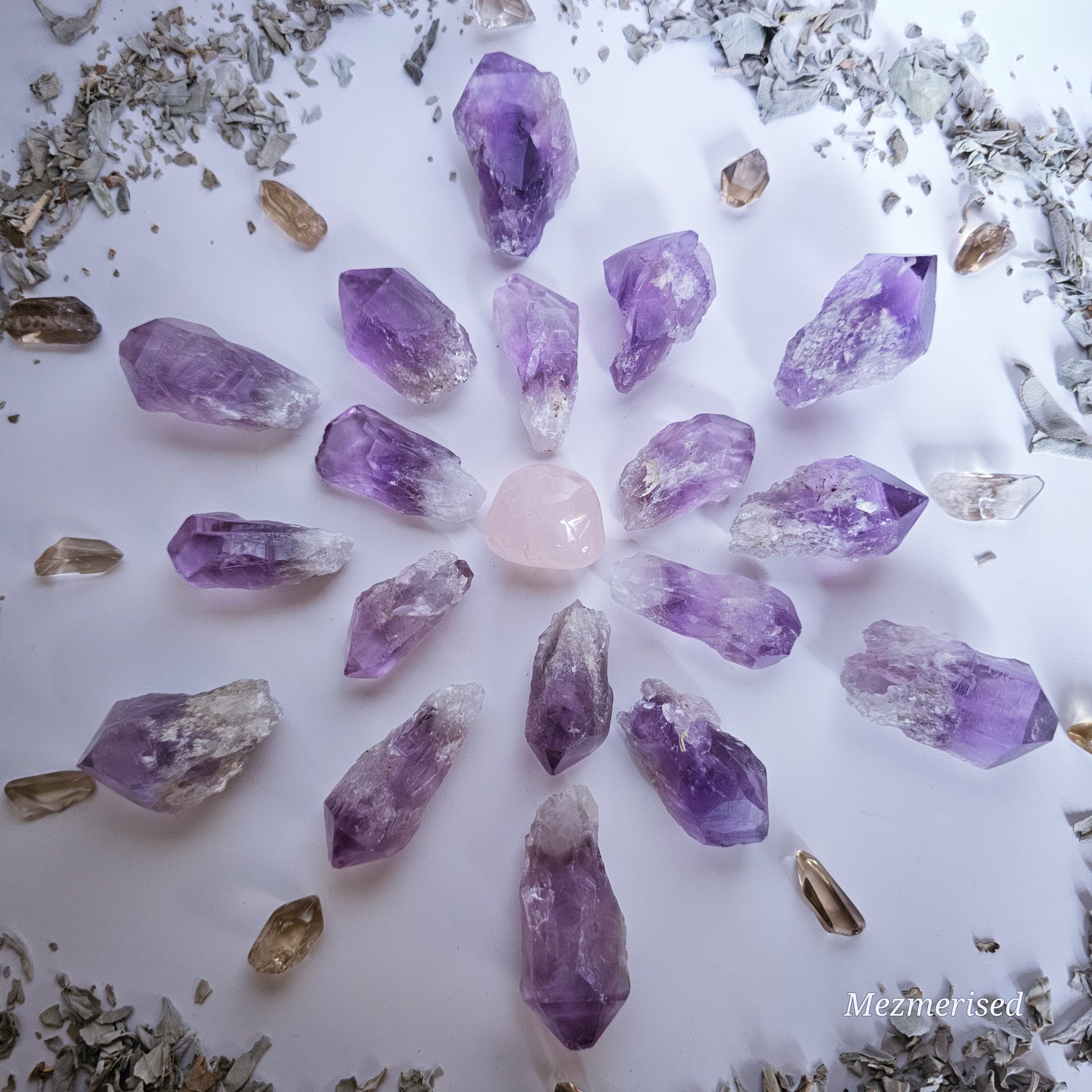 Combine Amethyst for calm, Rose Quartz for love, and Citrine for abundance to enhance positively balanced energy and create a harmonious ambience in your space.