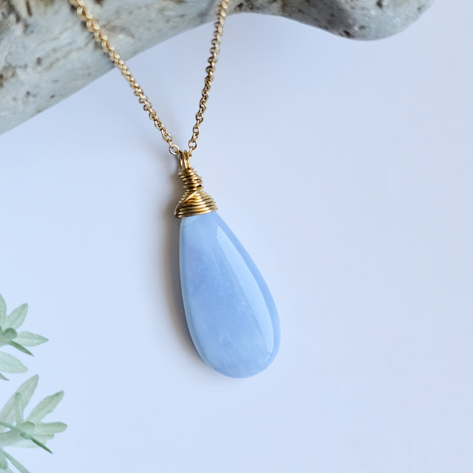 Blue Opal wire wrapped Necklace