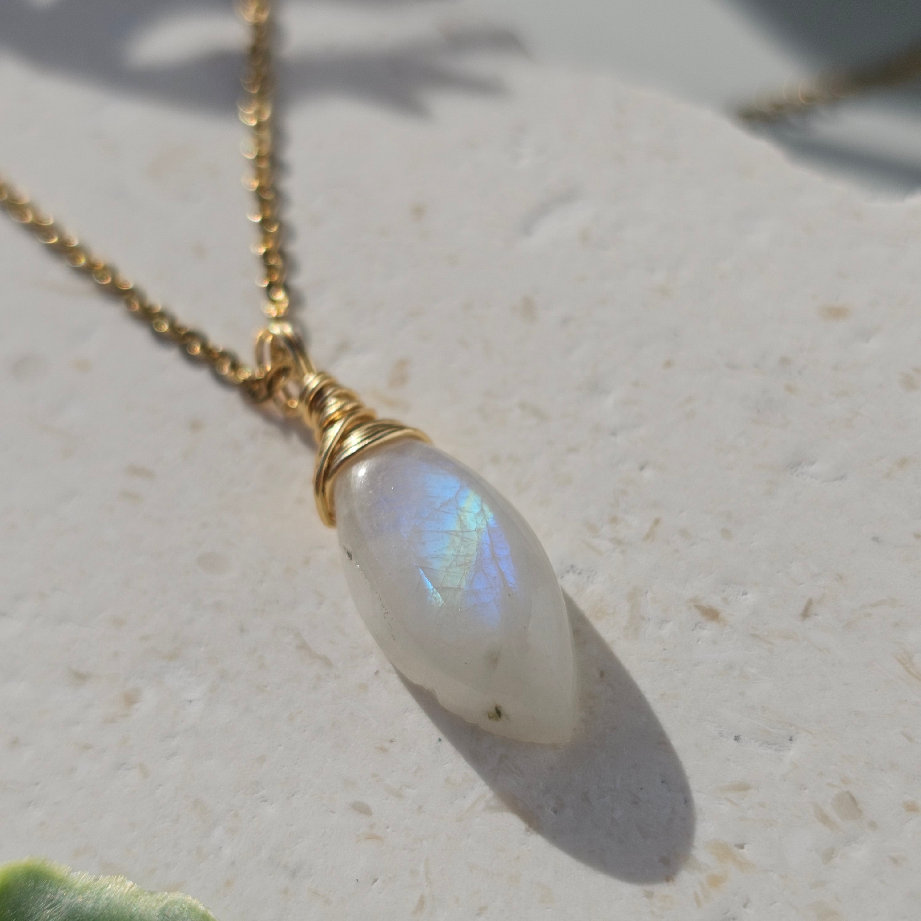 Rainbow Moonstone Necklace (#36) – Mezmerised