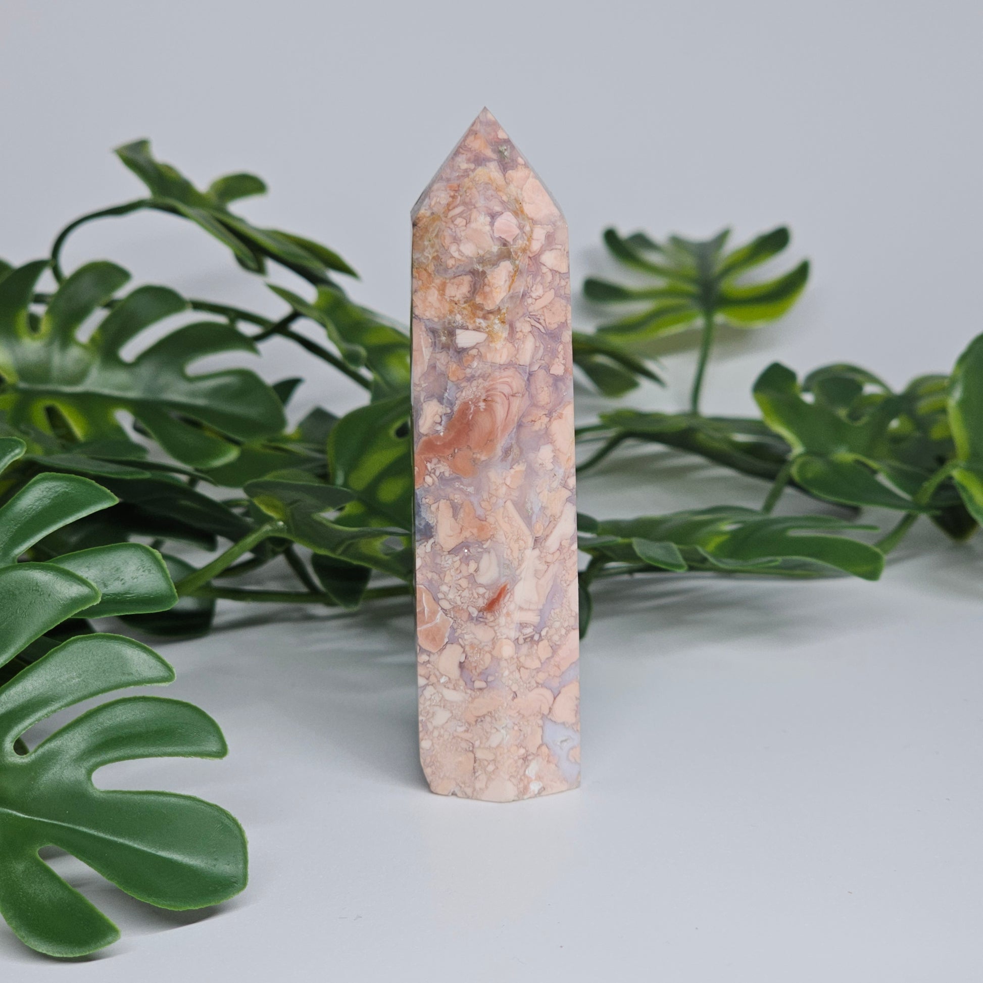 Cotton Candy Agate tower with a "shattered" pattern look