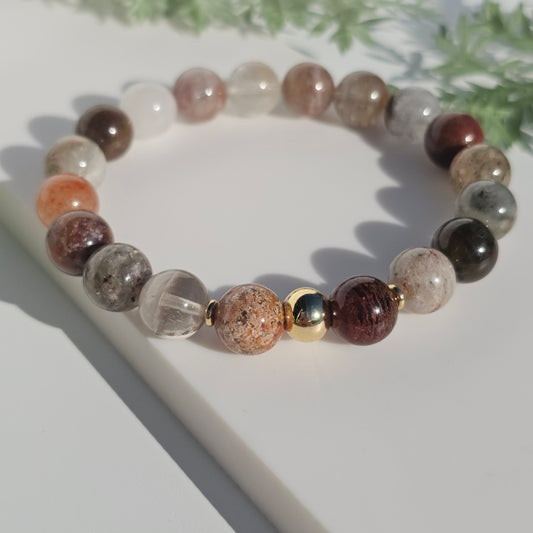 10mm Thousand Layer bead bracelet with gold stainless steel accents