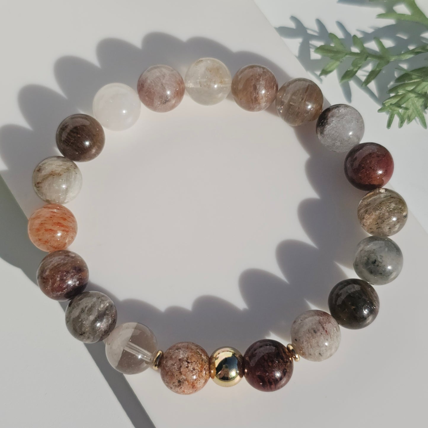 10mm Thousand Layer bead bracelet with gold stainless steel accents