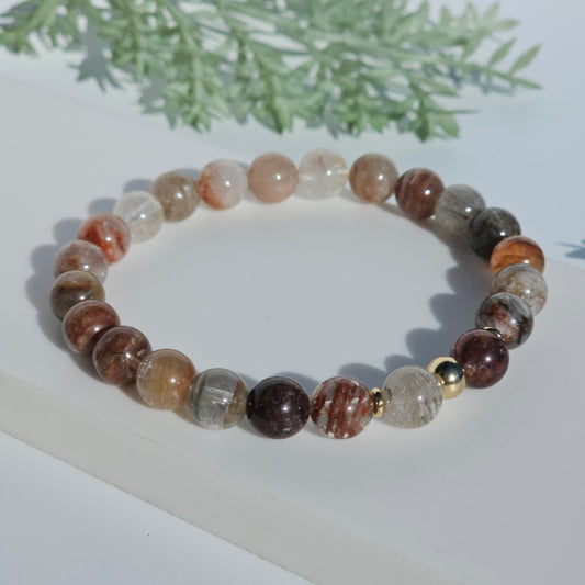 8mm Thousand Layer bead bracelet with gold stainless steel accents